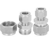 Adaptador de tubo de compresión de 2 piezas, unión reductora de doble casquillo de acero inoxidable 304 (f1/2-f3/4)