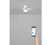 Wind calm natural wood - función verano/invierno - ventilador de techo 40w silencioso ø112 cm con luz, wifi y mando a distancia