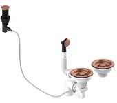 Válvula fregadero 2 senos con evacuación automática diámetro 90 mm color oro rosa