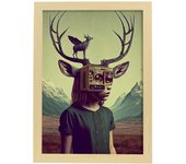 Nacnic poster ciervo en estilo surrealismo cinematográfico ilustraciones y grabados de historieta abstracta y artística para a3 marcos madera
