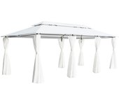 Cenador con cortinas 600x298x270 cm blanco 180 g/m2