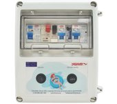 Cuadro de maniobra con transformador 60w -12v/dc -reloj bomba 0,5cv y toma para clorador + control wifi