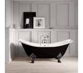Bañera de hierro kingston negra 182 cm patas cromadas