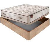 Colchón hr cotton con visco 27 cm extra firme transpirable + canapé abatible madera 3d transpirable altura 34 cm - 160x200 cm - roble