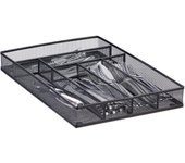 Relaxdays bandeja de cubiertos para cajón grande, metal, negro, 5.1 x 28.6 x 40.6 cm