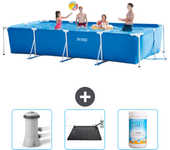 Paquete de piscina - intex - rectángulo - 450x220x84 cm + accesorios cb80