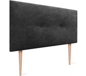 Dhome cabecero de tela acualine liso con botones y patas tapizado de alta gama cabezal lujo cama dormitorio moderno acolchado (negro, 105cm)