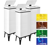 Cubo de basura 60l con imanes pack 3 contenedores blanco