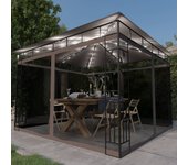 Maison exclusive - cenador mosquitera y tira de luz led taupé 3x3x2,73m 180 g/m²