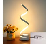 Moderna lámpara de mesa en espiral, lámparas de mesa regulables para mesilla de noche, 17w 3 colores lámpara de escritorio para sala de estar - blanco