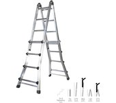 Escalera telescópica aluminio 3+3 peldaños perfil 67 mm.