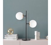 Lámpara de mesa fazli-10423 oro negro blanco metal vidrio 25x18x57 cm