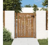Puerta de jardín | puerta para valla acero corten diseño bambú 105x130 cm cfw37367