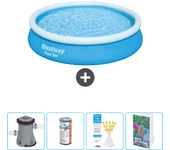 Paquete de piscina - bestway - alrededor - 366x366x76 cm + accesorios cb86