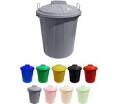Cubo basura de plástico con tapadera | cubo almacenaje y reciclar | 50 litros (gris)