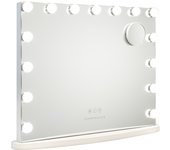 Flamingueo espejo maquillaje con luz 15 bombillas led 3 modos de luz control táctil base ovalada blanco