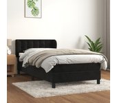 Cama con somier y colchón negro 90x190 cm terciopelo