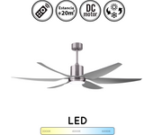 Ventilador de techo con luz silencioso dc con mando otto niquel 167 cm invierno-verano color luz regulable
