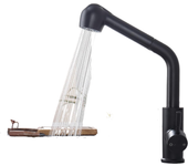 Grifo de cocina extraíble con rociador extraíble, grifo de cocina extraíble con 2 modos de rociado, negro, manguera de entrada de 60 cm