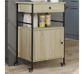 Carro de cocina roble sonoma 56x43x89,5 cm madera contrachapada
