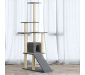 Rascador para gatos con postes de sisal gris claro 155 cm
