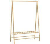 Perchero de bambú, perchero con estantes y ganchos, perchero con barra, para pasillo, salón, dormitorio, 116 x 43,5 x 160 cm, madera natural
