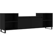 Mueble de tv de contrachapado negro 160x35x55 cm