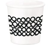 12x caffeino unico cl9.5 vasos de vidrio opal, blanco borde negro