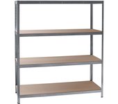 Wiltec estantería para cargas pesadas negra 160x60x180cm sistema de encaje 4 baldas 175kg/nivel