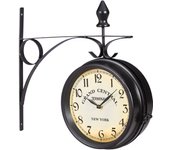 Relaxdays reloj de estación de tren, doble, retro, a pilas, vintage, negro