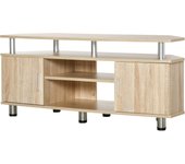 Mesa soporte de tv homcom tablero de partícula y acero inoxidable roble 120x39.5x52 cm 833-324gy