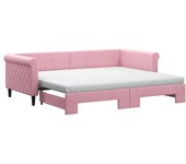 Sofá cama nido con colchón terciopelo rosa 90x200 cm