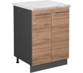Vicco mueble bajo de cocina fame-line, roble dorado, 60 cm , et mármol