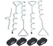 Kit de anclaje de estacas de acero multifuncionales para trampolín, cobertizo, tienda columpio (plata)