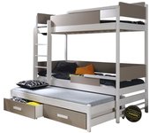 Litera henderson 114, litera con cama extra, de color marrón claro, 90x190, 90x200, madera, somieres, 98x208x183cm