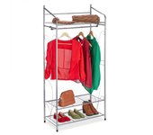 Relaxdays perchero burro metálico adornos, colgador ropa retro, 161x78x36 cm, 3 baldas y barra perchas, color plateado