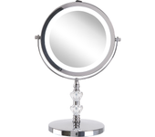 Beliani espejo de maquillaje led de metal plateado ø 20 cm laon