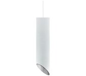 Lumicom | rond coupè lámpara pendiente, 1x gu10, max 33w, metal, blanco mate/hoja dorada, d.6cm x h30cm
