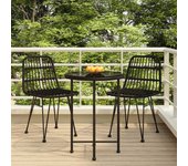 Juego de comedor de jardín 3 piezas，conjunto de comedor de exterior，conjunto de jardín ratán sintético negro cfw974123
