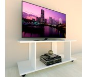 Mesa baja con ruedas madera fsc® mod. pilar. henor. 110x40x45.5 blanco.