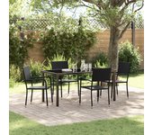 Vidaxl conjunto de comedor jardín de 5 piezas black poly rattan