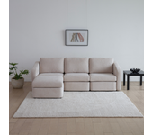 Konekt sofá modular 3 plazas beige con reposapiés