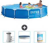 Paquete de piscina - intex - alrededor - 366x366x76 cm + accesorios cb75