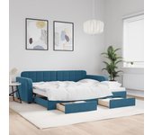 Sofá cama nido y cajones terciopelo azul 90x200 cm
