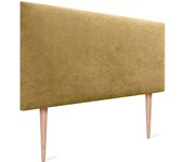 Dhome cabecero de tela aqualine liso y con patas cabeceros cabezal tapizado cama lujo (tela mostaza, 110cm (camas 80/90/105))