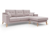 Danish sofá rinconero moderno reversible de tela suave e impermeable 237 cm rosa