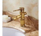 Grifo de baño antiguo de bambú, grifo monomando de latón, grifo para lavabo de bambú, perfil bajo