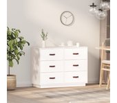 Aparador | aparador de comedor | armario de cocina madera maciza de pino blanco 100x40x75 cm cfw30012