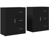 Aparador de madera de ingeniería 2 uds | aparador de comedor | armario de cocina negro 60x31x70 cm cfw27478