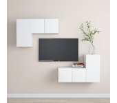 Set de 4 piezas muebles de tv | muebles de salón tv | conjunto salón madera de ingeniería blanco cfw15708